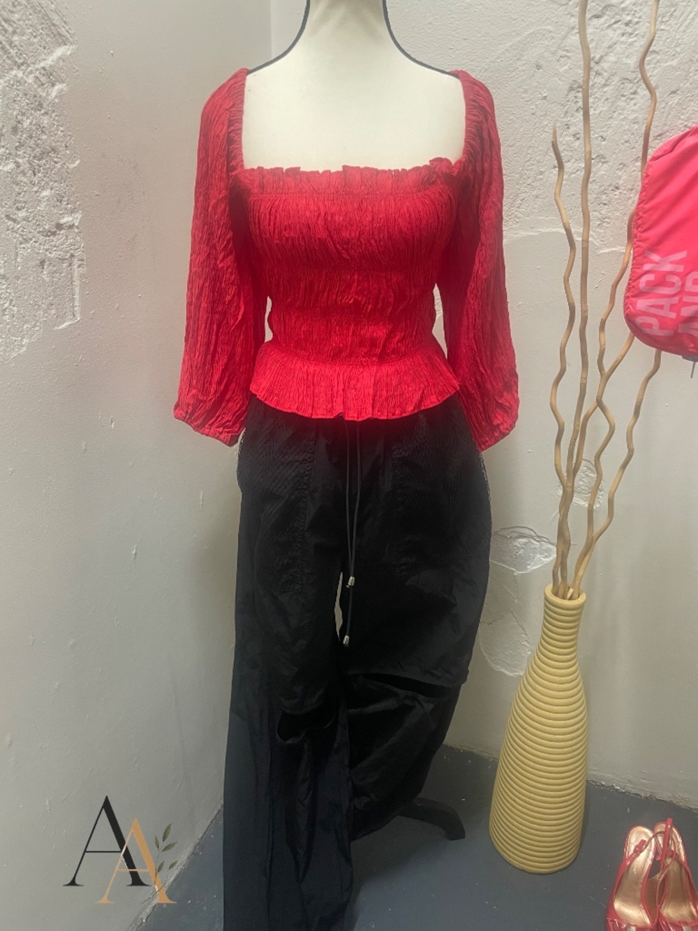 Urban Outfitters Red Vida Smocked Top